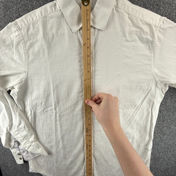 Robert Graham Geometric Medium White Mens Long Sleeve Button Up Bold Shirt Adult - Picture 4 of 14